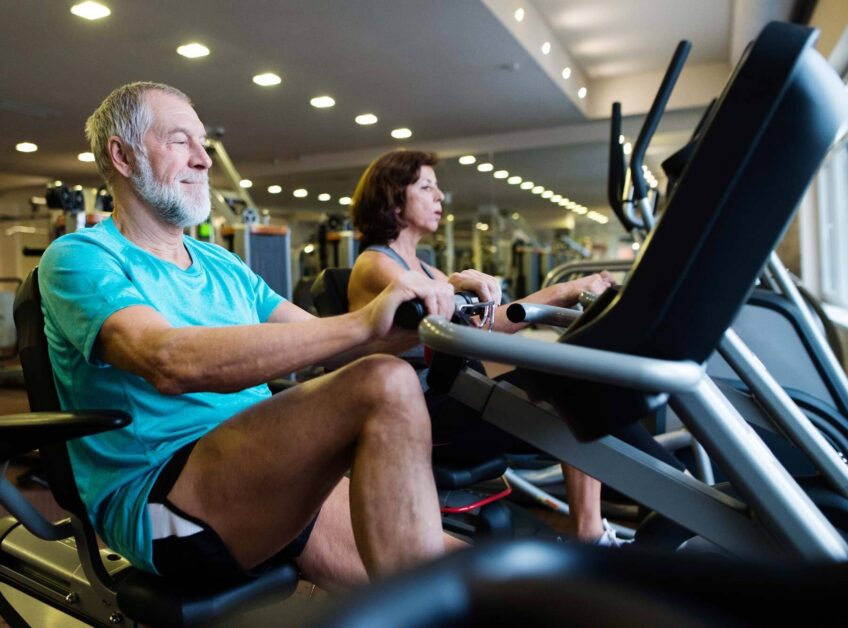 A man working out on a bike